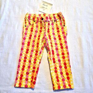Hanna Andersson girls size 100 or 4 yellow with red & pink dot cropped pants EUC